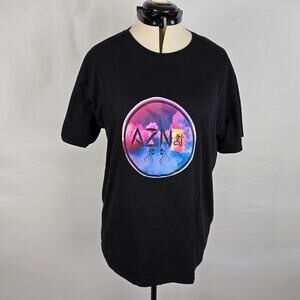 Athletic T-Shirt Women's Large Black AZN Drip Graphic Short Sleeve Crew Neck